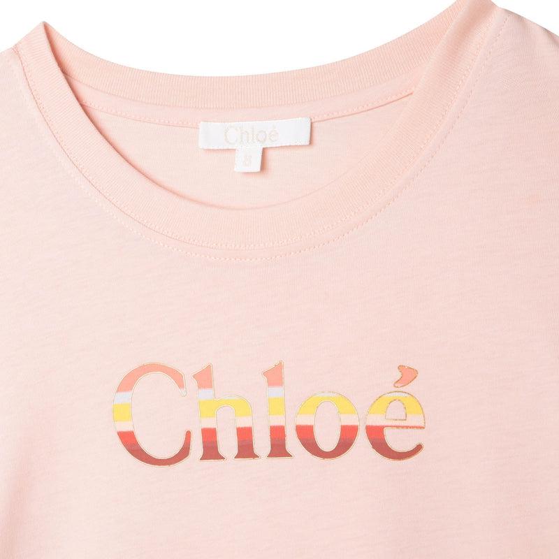 Chloe Girls Peach Fringe Logo Dress Chloe Girls Peach Fringe Logo Dress