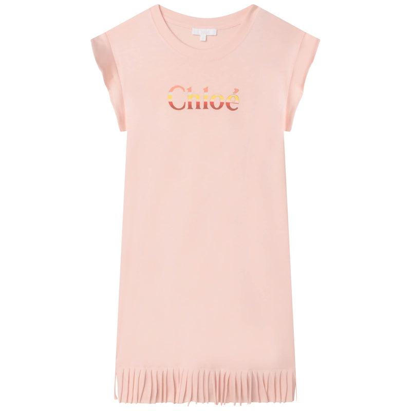 Chloe Girls Peach Fringe Logo Dress Chloe Girls Peach Fringe Logo Dress