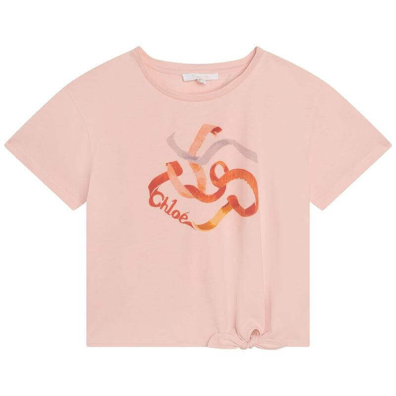 Chloe Girls Peach Ribbon Logo T-Shirt Chloe Girls Peach Ribbon Logo T-Shirt