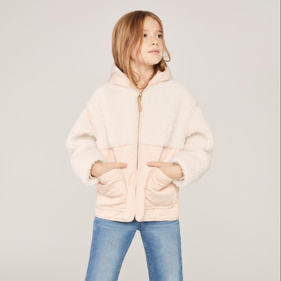 Chloe Girls Pink Quilted Hooded Jacket Chloe Girls Pink Quilted Hooded Jacket