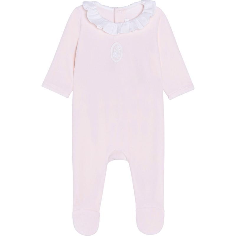Chloe Girls Pink Velour Babygrow Chloe Girls Pink Velour Babygrow