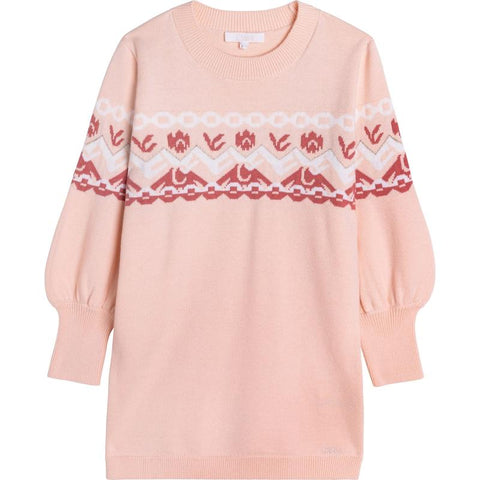 Chloe Girls Puffed Sleeve Knitted Dress Chloe Girls Puffed Sleeve Knitted Dress