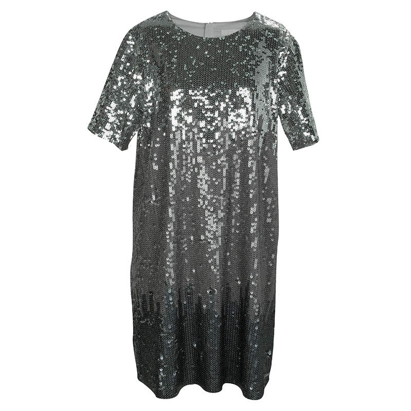 Chloe Silver Sequin Embellished Short Sleeve Dress Chloe Silver Sequin Embellished Short Sleeve Dress