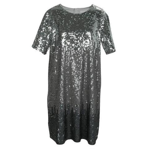 Chloe Silver Sequin Embellished Short Sleeve Dress Chloe Silver Sequin Embellished Short Sleeve Dress