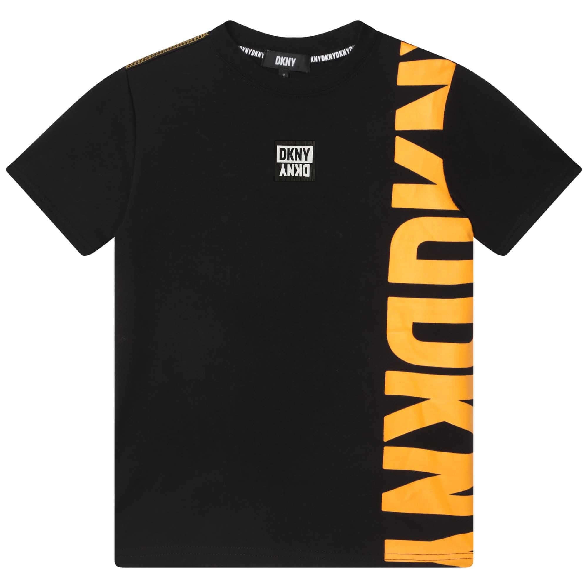 DKNY Boys Black Cotton Logo T-Shirt DKNY Boys Black Cotton Logo T-Shirt