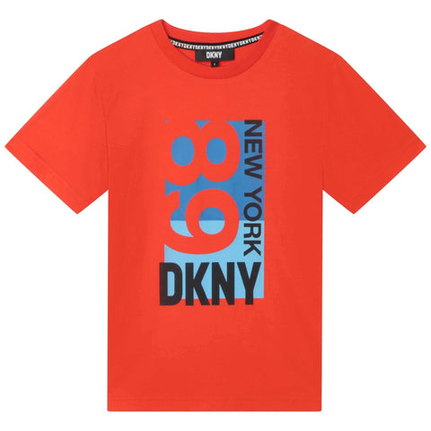 DKNY Boys Red Cotton Logo T-Shirt DKNY Boys Red Cotton Logo T-Shirt