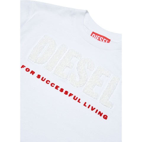 Diesel Boys White Living Print T-Shirt Diesel Boys White Living Print T-Shirt