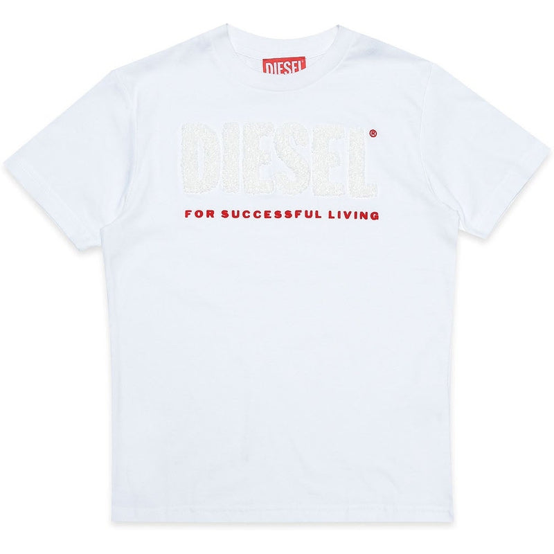 Diesel Boys White Living Print T-Shirt Diesel Boys White Living Print T-Shirt