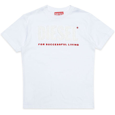 Diesel Boys White Living Print T-Shirt Diesel Boys White Living Print T-Shirt