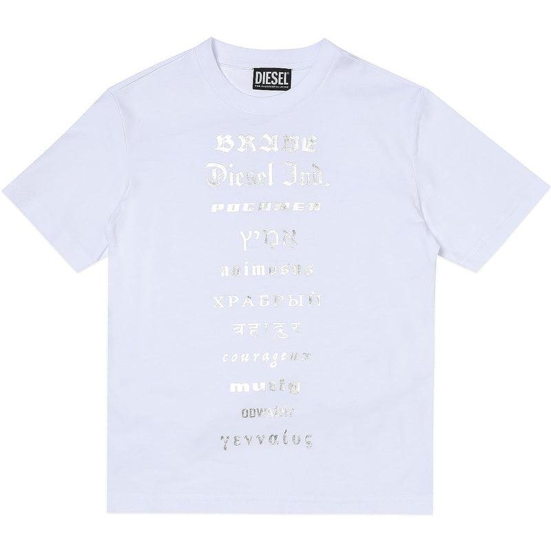 Diesel Boys White Text T-Shirt Diesel Boys White Text T-Shirt