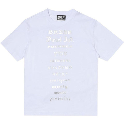 Diesel Boys White Text T-Shirt Diesel Boys White Text T-Shirt