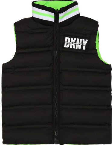 DKNY Boys Reversible Green & Black Gilet DKNY Boys Reversible Green & Black Gilet