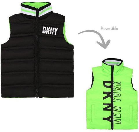 DKNY Boys Reversible Green & Black Gilet DKNY Boys Reversible Green & Black Gilet