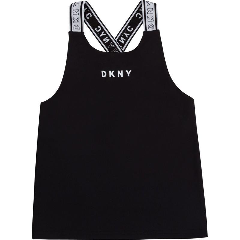 DKNY Girls Black Logo Active Top