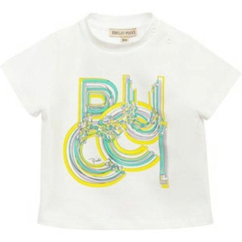 Emilio Pucci Baby Girls White Esploso T-Shirt Emilio Pucci Baby Girls White Esploso T-Shirt