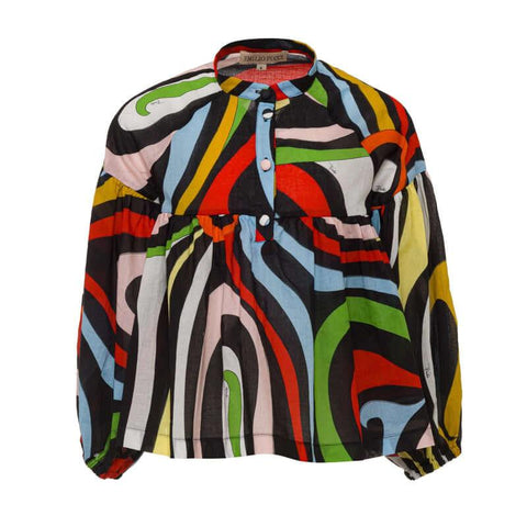 Emilio Pucci Girls Black Abstract Shirt Emilio Pucci Girls Black Abstract Shirt