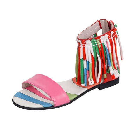 Emilio Pucci Girls Fringe Leather Sandals