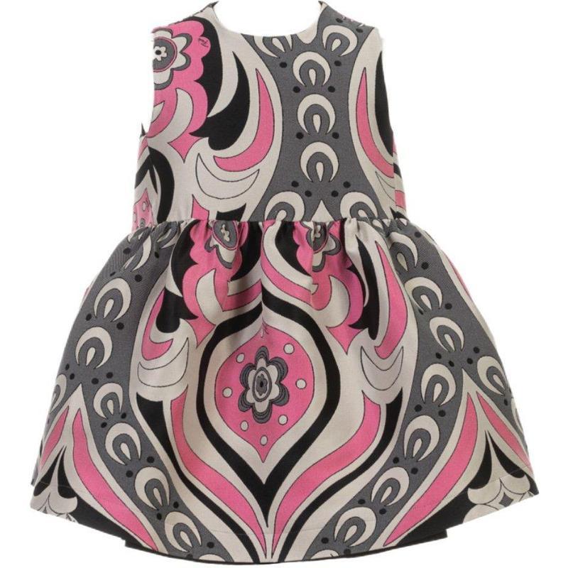 Emilio Pucci Girls Pink & Grey Twill Dress Emilio Pucci Girls Pink & Grey Twill Dress