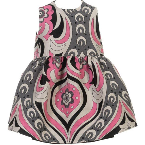 Emilio Pucci Girls Pink & Grey Twill Dress Emilio Pucci Girls Pink & Grey Twill Dress