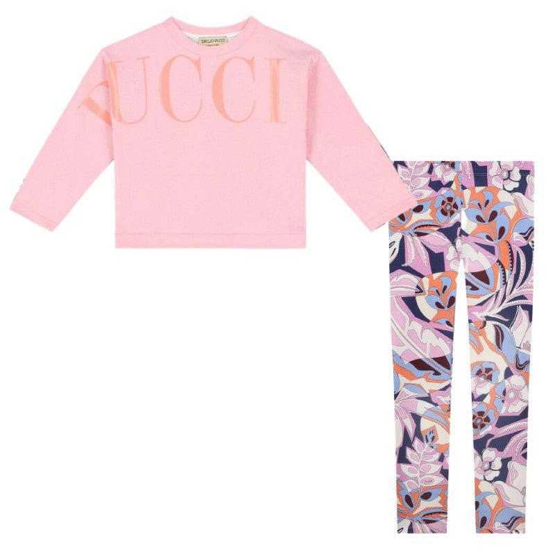 Emilio Pucci Girls Pink Logo Sweatshirt Set Emilio Pucci Girls Pink Logo Sweatshirt Set