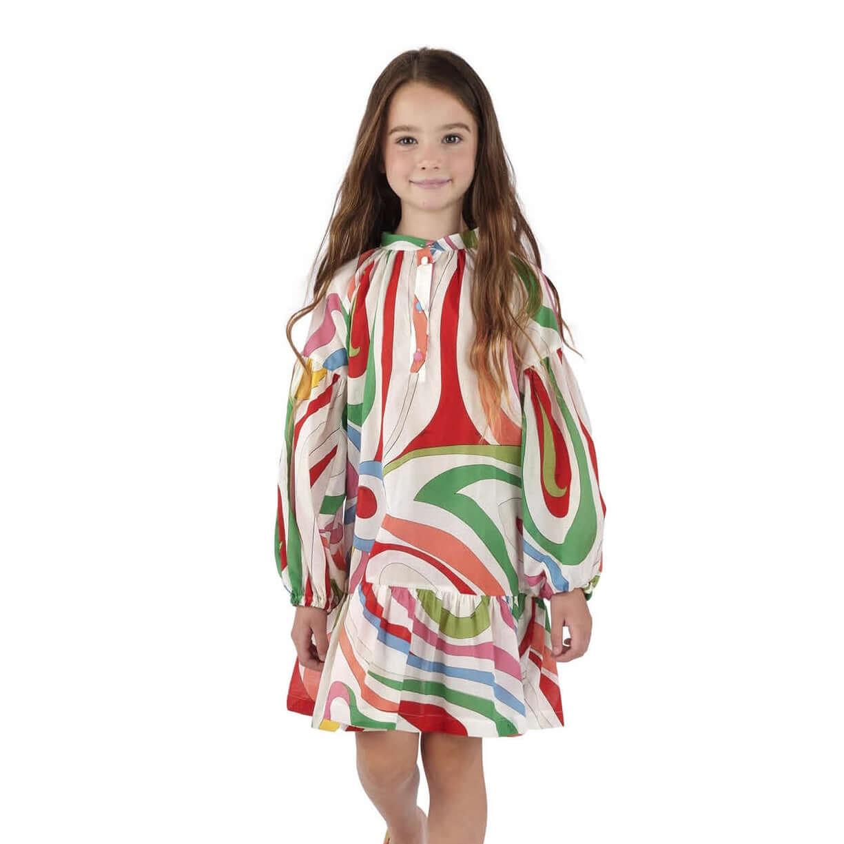 Emilio Pucci Girls White Colourful Dress Emilio Pucci Girls White Colourful Dress