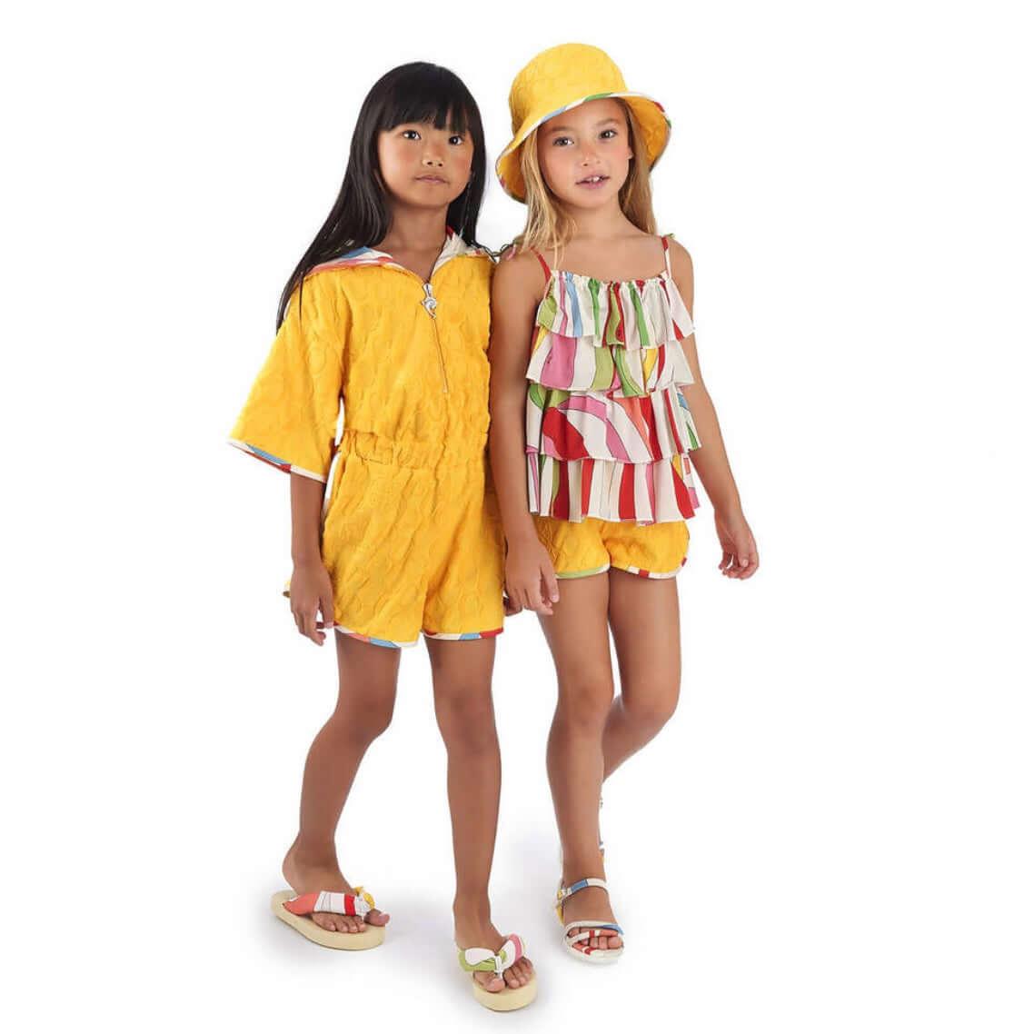 Emilio Pucci Girls Yellow Pucci Logo Bucket Hat Emilio Pucci Girls Yellow Pucci Logo Bucket Hat