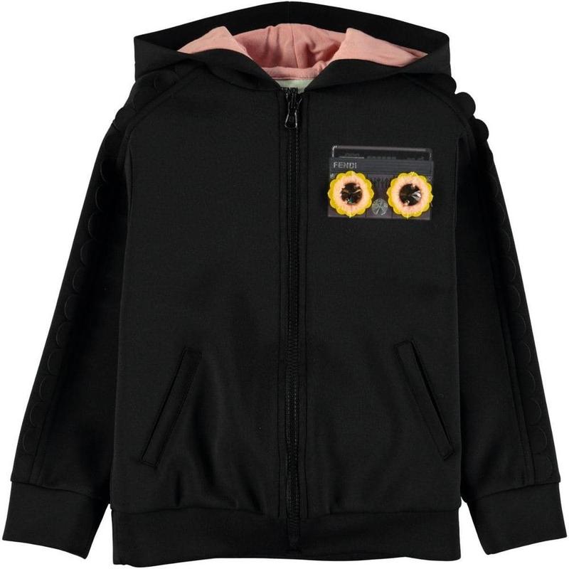 Fendi Girls Black Radio neoprene Hoodie Fendi Girls Black Radio neoprene Hoodie