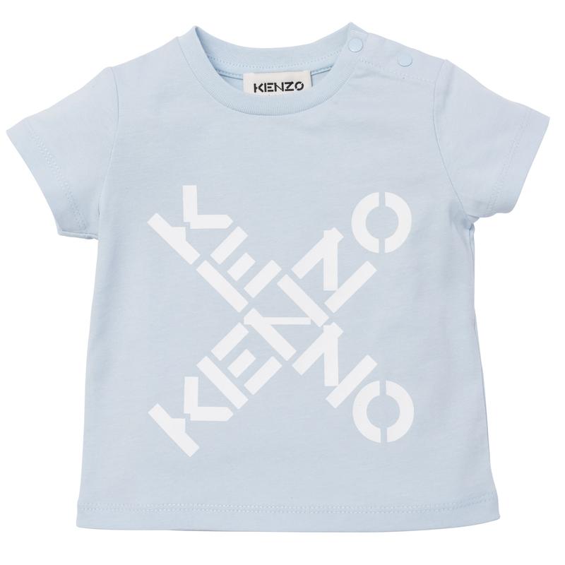Kenzo Kids Baby Boys Blue Cross Logo T-Shirt Kenzo Kids Baby Boys Blue Cross Logo T-Shirt