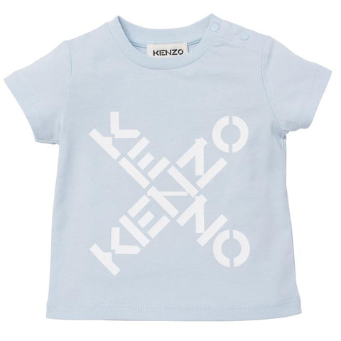 Kenzo Kids Baby Boys Blue Cross Logo T-Shirt Kenzo Kids Baby Boys Blue Cross Logo T-Shirt