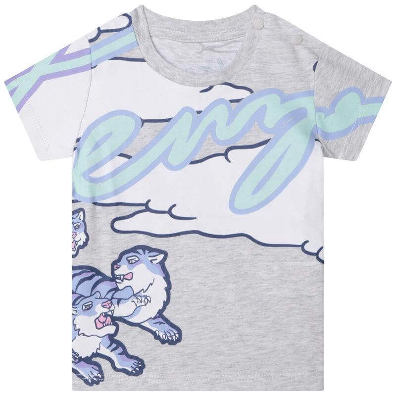 Kenzo Kids Baby Boys Grey Cotton Logo T-Shirt Kenzo Kids Baby Boys Grey Cotton Logo T-Shirt