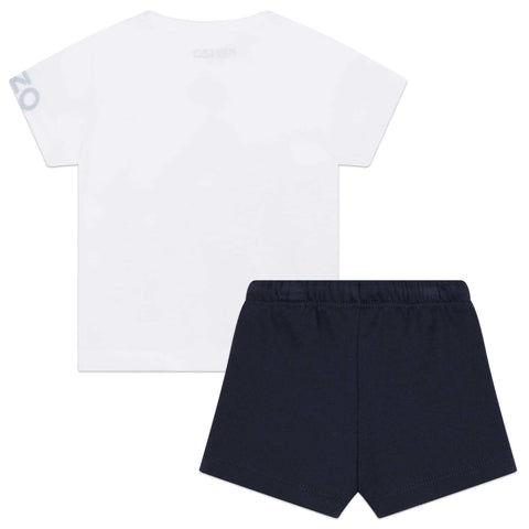 Kenzo Kids Baby Boys White And Blue Elephant Shorts Set Kenzo Kids Baby Boys White And Blue Elephant Shorts Set