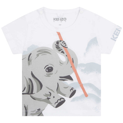 Kenzo Kids Baby Boys White And Blue Elephant Shorts Set Kenzo Kids Baby Boys White And Blue Elephant Shorts Set