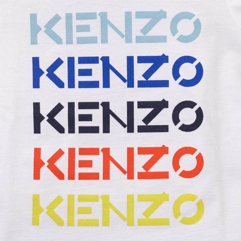 Kenzo Kids Baby Boys White Multi Coloured Logo T-Shirt Kenzo Kids Baby Boys White Multi Coloured Logo T-Shirt