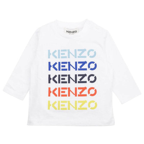 Kenzo Kids Baby Boys White Multi Coloured Logo T-Shirt Kenzo Kids Baby Boys White Multi Coloured Logo T-Shirt