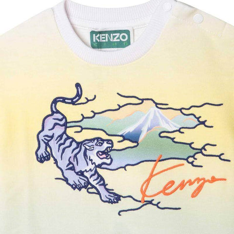 Kenzo Kids Baby Boys Yellow And Blue Logo T-Shirt Kenzo Kids Baby Boys Yellow And Blue Logo T-Shirt