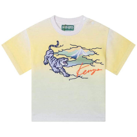 Kenzo Kids Baby Boys Yellow And Blue Logo T-Shirt Kenzo Kids Baby Boys Yellow And Blue Logo T-Shirt