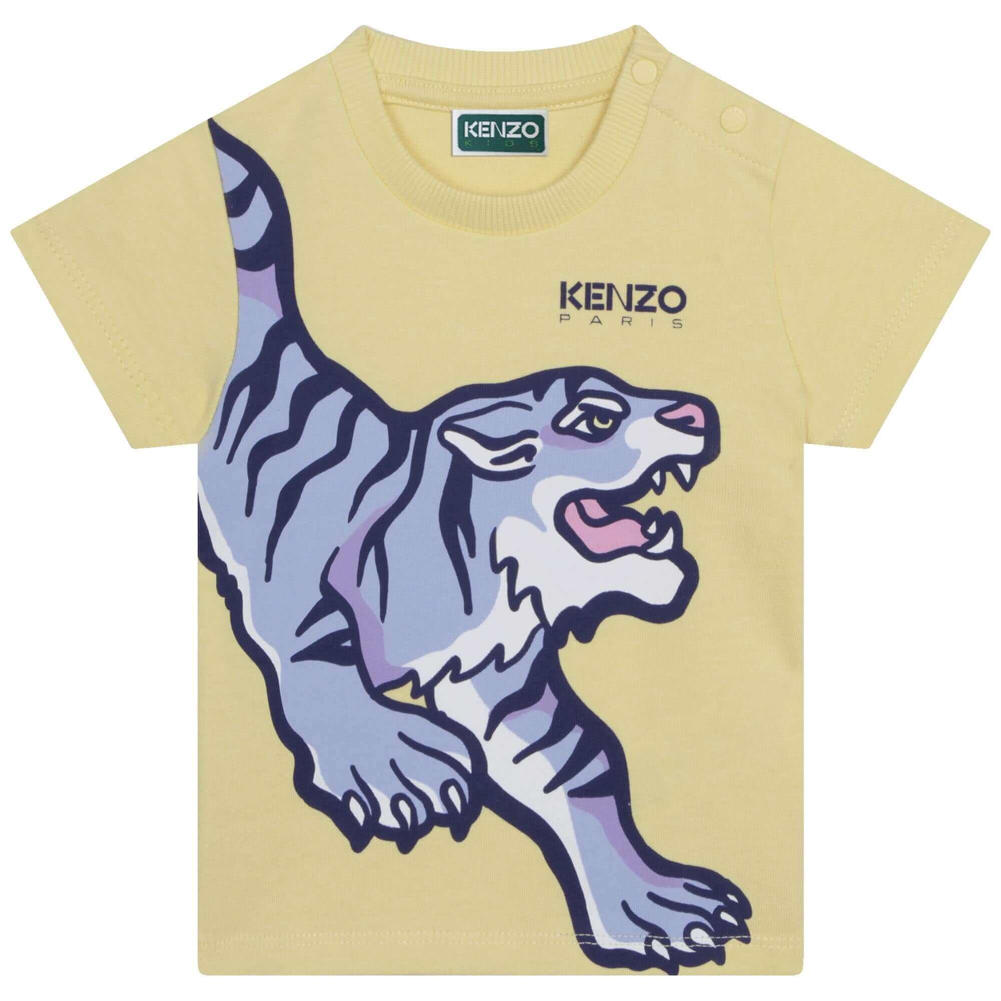 Kenzo Kids Baby Boys Yellow And Grey Tiger Shorts Set Kenzo Kids Baby Boys Yellow And Grey Tiger Shorts Set