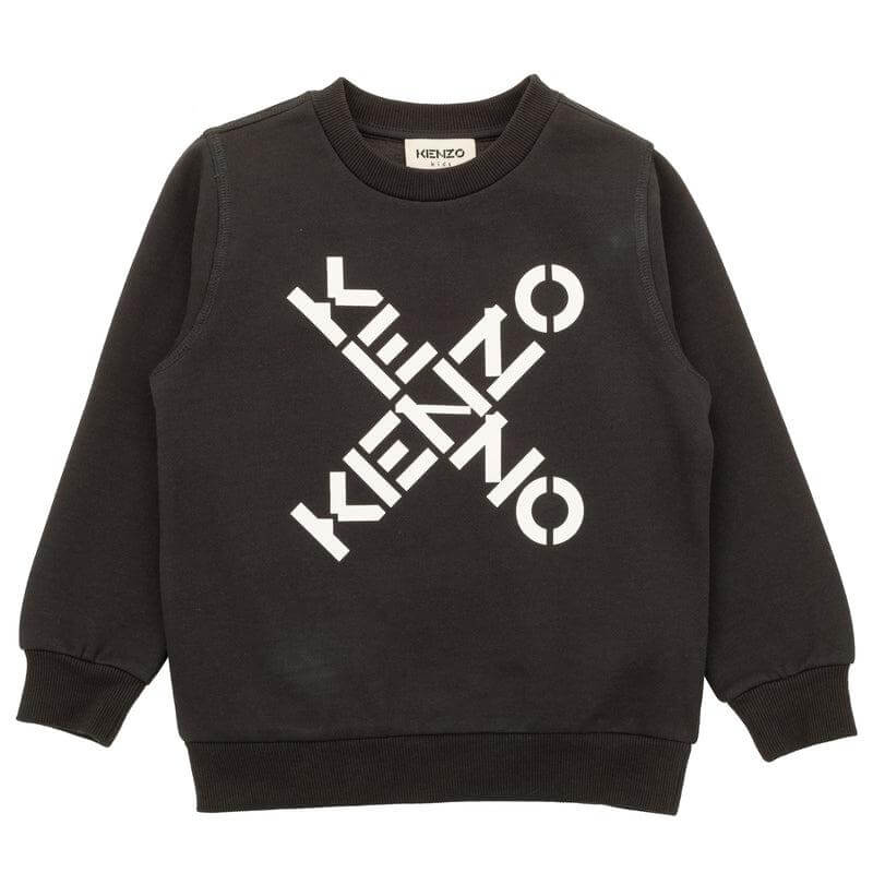 Kenzo Kids Boys Black Cross Logo Sweatshirt Kenzo Kids Boys Black Cross Logo Sweatshirt