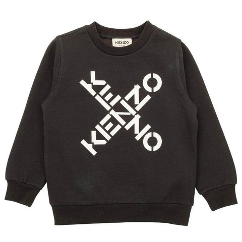 Kenzo Kids Boys Black Cross Logo Sweatshirt Kenzo Kids Boys Black Cross Logo Sweatshirt
