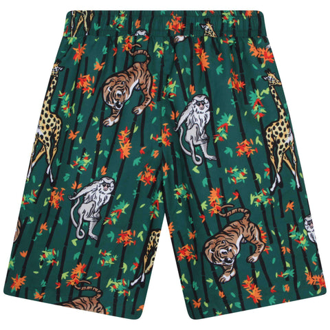Kenzo Kids Boys Green Bamboo Tiger Print Swim Shorts Kenzo Kids Boys Green Bamboo Tiger Print Swim Shorts