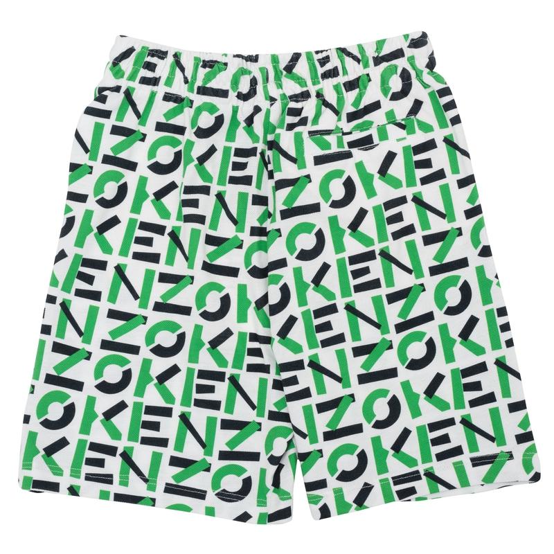 Kenzo Kids Boys Green Logo Mania Bermuda Shorts Kenzo Kids Boys Green Logo Mania Bermuda Shorts
