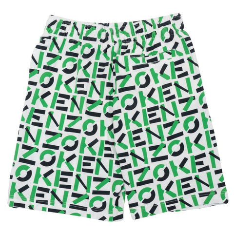 Kenzo Kids Boys Green Logo Mania Bermuda Shorts Kenzo Kids Boys Green Logo Mania Bermuda Shorts