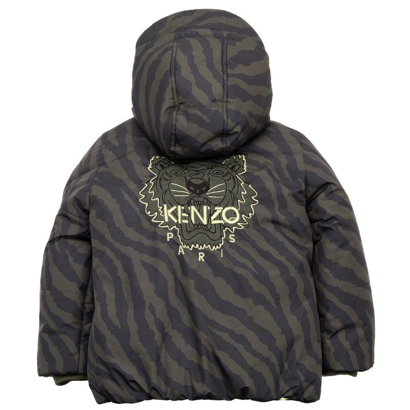 Kenzo Kids Boys Khaki Tiger Print Puffer Coat Kenzo Kids Boys Khaki Tiger Print Puffer Coat