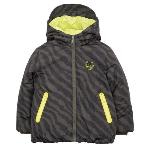 Kenzo Kids Boys Khaki Tiger Print Puffer Coat Kenzo Kids Boys Khaki Tiger Print Puffer Coat