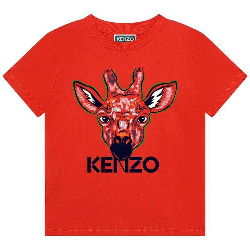 Kenzo Kids Boys Orange Giraffe T-shirt Kenzo Kids Boys Orange Giraffe T-shirt