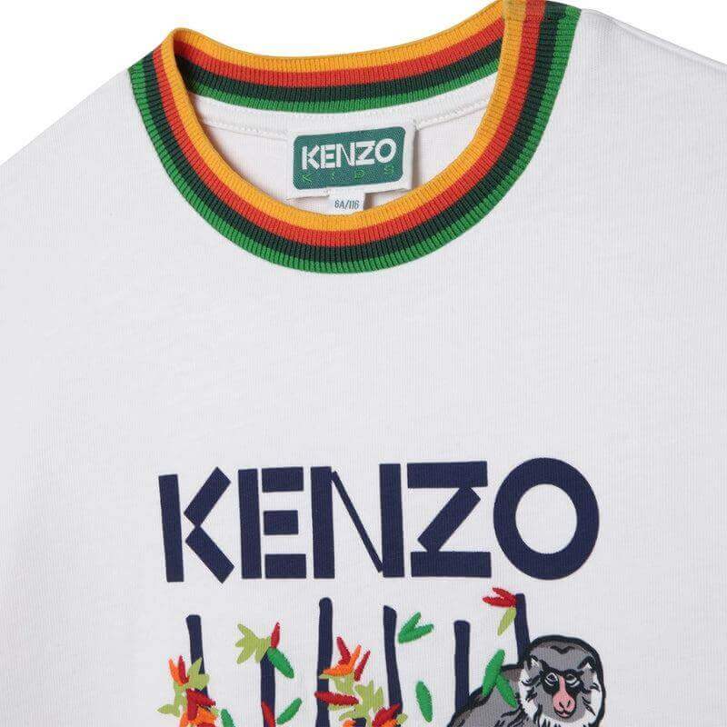 Kenzo Kids Boys White Bamboo Tiger T-Shirt Kenzo Kids Boys White Bamboo Tiger T-Shirt