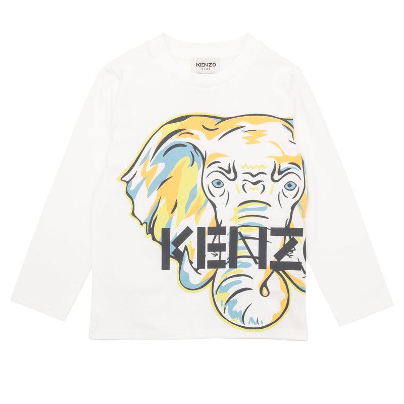 Kenzo Kids Boys White Orange Elephant T-Shirt Kenzo Kids Boys White Orange Elephant T-Shirt