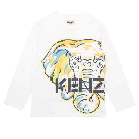 Kenzo Kids Boys White Orange Elephant T-Shirt Kenzo Kids Boys White Orange Elephant T-Shirt