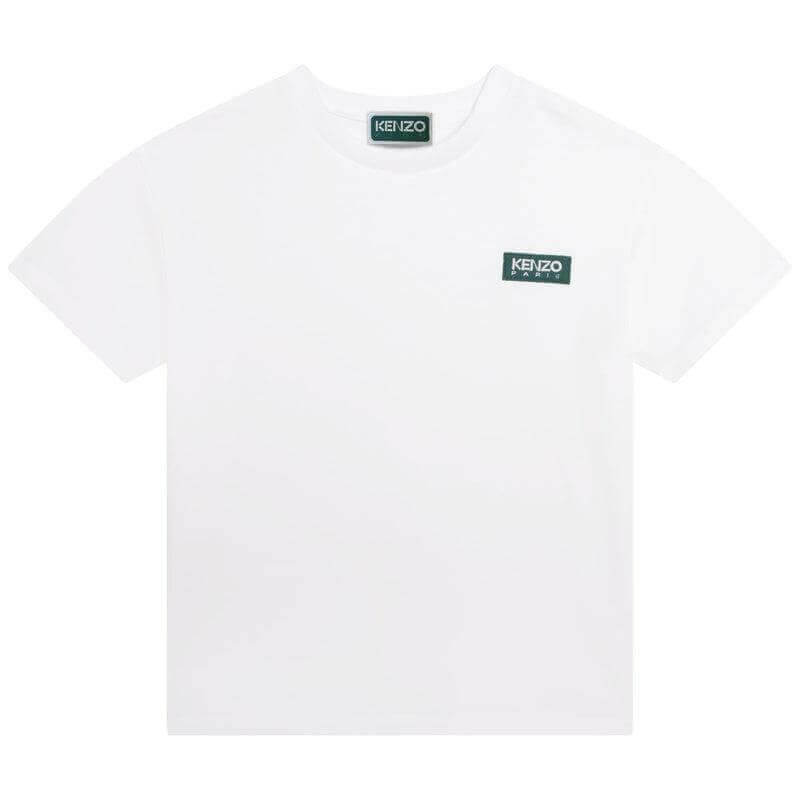 Kenzo Kids Boys White Organic Cotton Logo T-Shirt Kenzo Kids Boys White Organic Cotton Logo T-Shirt