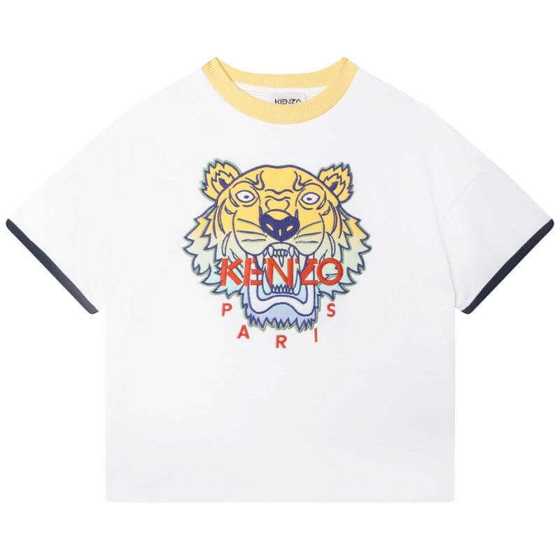 Kenzo Kids Boys White Tiger Logo T-Shirt Kenzo Kids Boys White Tiger Logo T-Shirt